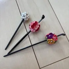 花のデザイン かんざしセット