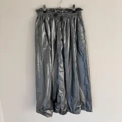 メタリックグレー フレアロングスカート CIAOPANIC