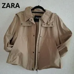 ZARA フード付きベージュジャケット　マウンテンパーカー