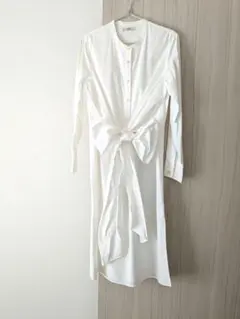 Ungrid　ホワイト シャツワンピース 長袖 ウエストリボン