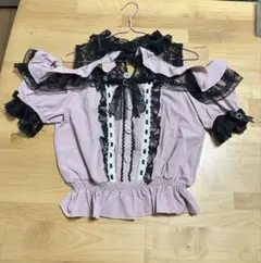 オフショルダー ピンクブラウス レース付き 地雷系 量産型