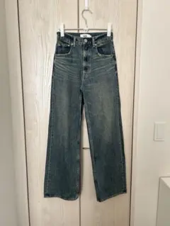 未使用に近いAZUL BY MOUSSY ハイウエストワイドデニム S
