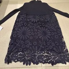 花柄レースチュニック ダークブラック サイズF