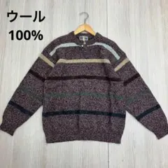 ◆ ボーダー ニット セーター トップス ウール 100% size L