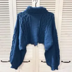 【jouetie】ダメージケーブルニット　M ブルー　Fサイズ