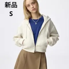 GU パフスウェットフルジップパーカ ナチュラル　S ホワイト パーカー