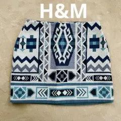 H&M ミニタイトスカート　エスニック　オルテガ　幾何学模様　サイズ34 S