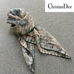 Christian Dior 花柄 シルクシフォン 大判スカーフ