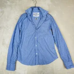 希少サイズ フランク＆アイリーン スキッパーシャツ バリー ストライプ コットン