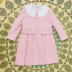 シャーリーテンプル襟付き 長袖 ワンピース 120cmピンク レトロ - メルカリ