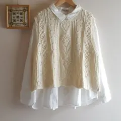 新品　SM2☆オフ／花柄編みニットベスト