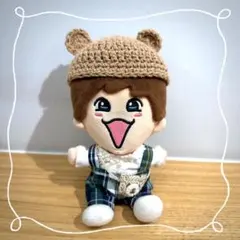 ちびぬい服　深緑チェック服上下とクマの帽子とかばん4点セット