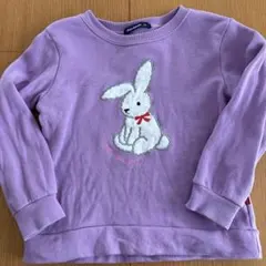 Moujonjon ウサギ刺繍ラベンダートレーナー