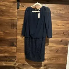 ネイビー レーススカート ドレス 2/M