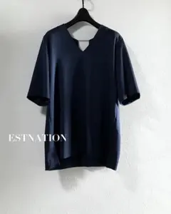 【美品】◎ESTNATION ループラインサテンバックオープンブラウスのサムネイル