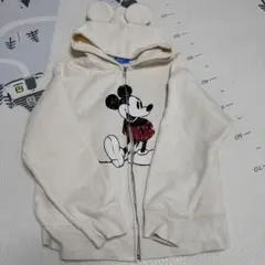 ディズニー ミッキーマウス パーカー M アイボリー　白