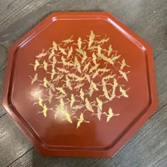 象彦　漆器 八角形の菓子盆 金色の鶴の模様　京都　老舗　盆