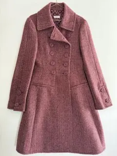 廃盤　MAX&Co. ヘリンボーン ダブルブレストコート ボルドー系 総柄裏地