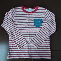 KP Boy 赤と白のストライプ 長袖カットソー 130cm