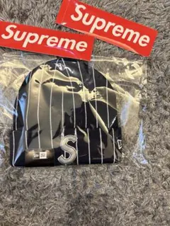 Supreme ストライプニット帽 ネイビー