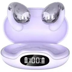 52 【最新版】イヤーカフ型 ワイヤレスイヤホン Bluetooth5.4 紫