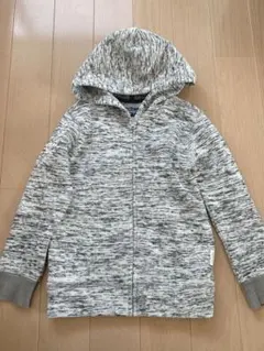 パーカー 130 長袖 グレー ジップアップ 防寒 フード付き 裏起毛