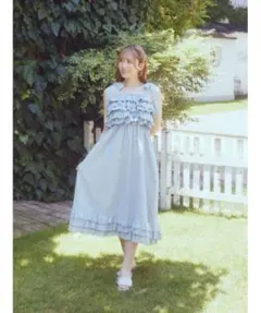 コットンレースティアードキャミワンピース