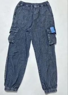 ピンクラテ　デニムカーゴパンツ　黒　150