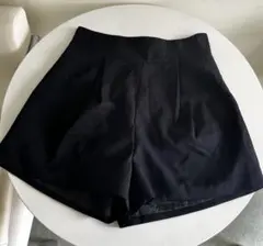 黒 プリーツ ショートパンツ ハイウエスト M