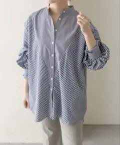ユーゲン rob バンドカラーシャツ ブラックストライプ サイズ1 - メルカリ