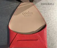 Qeelin Made in France コインケース 名刺入れ レッド 本革