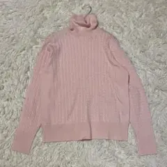 【パーフェクトスーツファクトリー】ニット　セーター　ハイネック　ピンク【M】