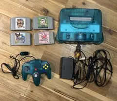 NINTENDO64 クリアブルー 本体　ソフト4本付き