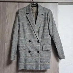 GU ジーユー チェック柄 ダブルブレスト テーラードジャケット