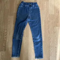 GU デニムブルー スリムフィットパンツ裏起毛