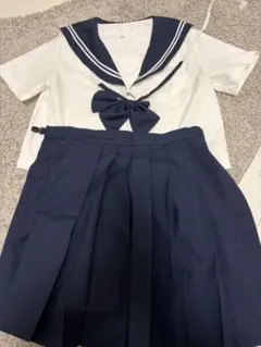 セーラー服上下セット 白/紺 夏用セーラー服