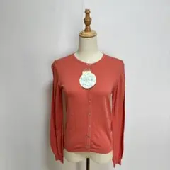 新品タグ付きクルーネックハイケージニットカーディガン（M）バーントオレンジ系