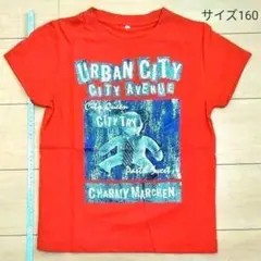60076●パンク風Tシャツ　サイズ160(身長155～165)　赤色　未使用