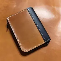超特価☆昭南レザー（ツートンb）ハンドメイド☆コンパクトウォレット·L