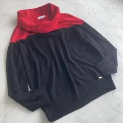 【美品】カルバンクラインCalvinKlein バイカラータートルネックセーター