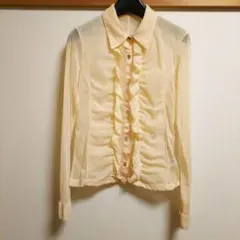 専用　HIROKO BIS♥パワーネット アイボリー フリルシャツ メッシュ
