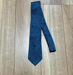 ネクタイ　幾何学模様　ペイズリー柄 ダークブルー レトロ　ヴィンテージ　スーツ