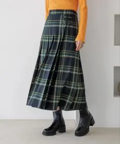 niko and... ツイルキルトチェックスカート グリーン