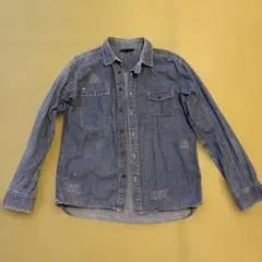 チャオパニック　メンズ　L デニムダメージ長袖シャツ