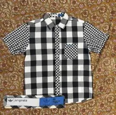 adidas チェック柄 半袖シャツ Mサイズ