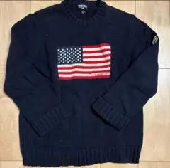 希少 ポロジーンズ ラルフローレン 星条旗 コットン クルーネック セーター M