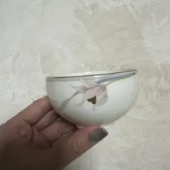 花柄 湯飲み 白地 金縁　5点セット