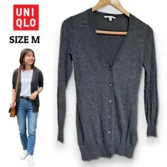 ユニクロ カシミヤブレンド Vネックカーディガン M ダークグレー 秋冬