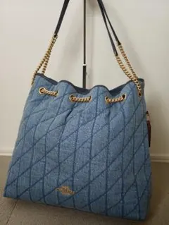 早い者勝ち！！COACH デニム エヴリン キルティング チェーン トート