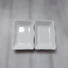 白いセラミック長方形皿2枚セット